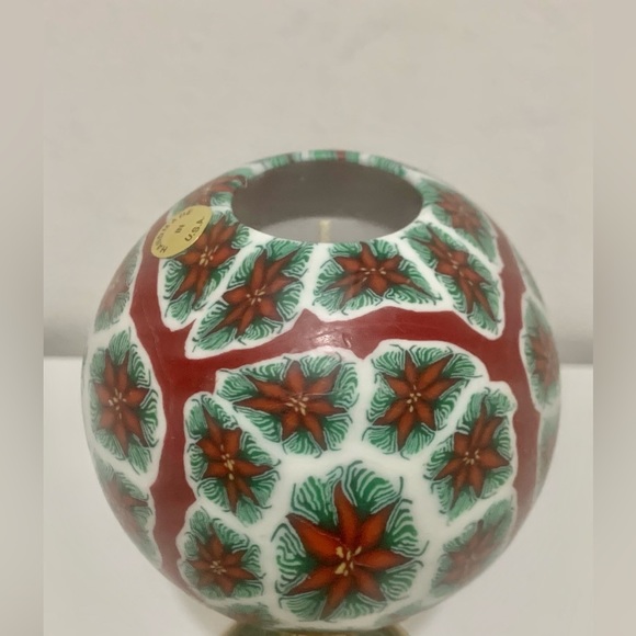 4" Christmas Candle Poinsettia Flower Star kaleidoscopes Sphere - Picture 2 of 4